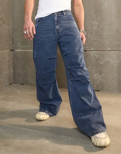 Men's Daily Casual Denim Jeans-All Day Comfort Soft Feel <b>Smooth</b> Finish <b>Brushed</b> Washed Wide Leg Loose Fit Ripped - Product Image 1