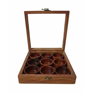 Handmade Wooden Spice Box Masala Dabba Natural Wood Kitchen <b>Storage</b> Container for Spices Seasonings and Masalas For Sale - Product Image 2