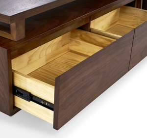 Mueble para TV de Madera de Teca Estilo Moderno de Mediados de Siglo, Acabado en Nogal, Estante Abierto, Almacenamiento para Equipos Multimedia, Mueble Bajo Nórdico para el Hogar - Product Image 5