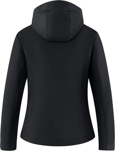 <b>Black</b> Zipper Softshell <b>Windbreaker</b> Jacket With Hoodie Shell Jacket Plus Size Hooded Coat Women Fleece Outdoor Softshell Jackets - Product Image 2