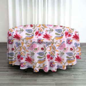 Best Quality Indian <b>Round</b> Hand Block Printed Beach Throw Tapestry Hippy Boho Gypsy Cotton <b>Tablecloth</b> Beach Towel - Product Image 5