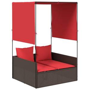 Chaise longue double de patio marron et rouge - Product Image 2