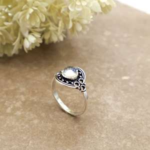 SHYAM JEWELRS Brass Natural Moonstone Handcrafted Vintage Bohemian Oxidized Silver Mandala <b>Statement</b> <b>Ring</b> Unisex - Product Image 4