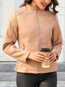 <b>Women</b> Slim Fit PU Leather Biker <b>Jacket</b> Lightweight Zip Up Outerwear Bulk Order - Product Image 2