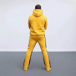 ชุดเซ็ต 2 ชิ้น เสื้อฮู้ดดี้โอเวอร์ไซส์ผ้าฟลีซคอตตอน 100% คุณภาพสูง พิมพ์ลายสีพื้น กางเกงขายาวทรงกว้าง สไตล์สตรีทแวร์สำหรับผู้ชาย รับสั่งทำ - Product Image 6