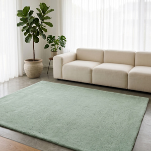 Tapis d'intérieur en laine naturelle, uni, tufté, vert menthe, antidérapant, tapis de sol texturé doux, salon, chambre à coucher, salle à manger, maison moderne - Product Image 2