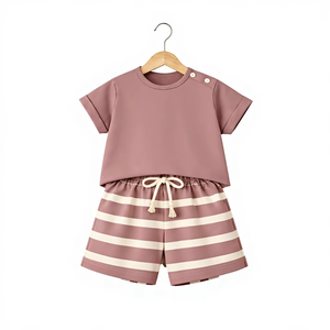 100% Bamboo Cotton Boys T-Shirt & <b>Shorts</b> Set Soft Breathable <b>Toddler</b> Outfit Custom Baby Clothing OEM Private Label - Product Image 1
