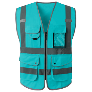 High Visibility Reflective Safety Vest Unisex Red Polyester Workwear with Pockets for Construction and Road Work - Product Image 5