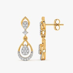 Pendientes de Oro Amarillo con Doble Lágrima de Diamantes Cultivados en Laboratorio - Product Image 3