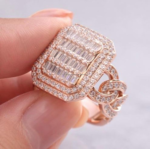 Fully <b>Iced</b> Out Baguette & Round Cut Cluster Moissanite Diamond Men's Hip Hop Engagement Wedding <b>Ring</b> 925 Sterling Silver Jewelry - Product Image 1