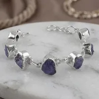 Bracelet géométrique en argent 925 avec tanzanite, serti clos, chaîne classique, bijoux pour femme, à porter au quotidien