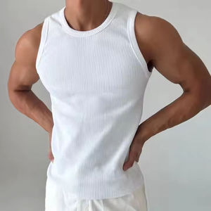 เสื้อกล้ามถักทรงเข้ารูปสำหรับฤดูร้อน เสื้อกล้ามออกกำลังกายแบบรัดรูปสำหรับผู้ชาย - Product Image 2