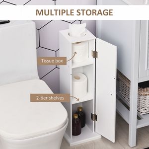 Meuble de rangement moderne pour papier toilette en MDF blanc de 26 pouces, sur pied, étroit, pour salle de bain, maison, hôtel ou appartement - Product Image 5