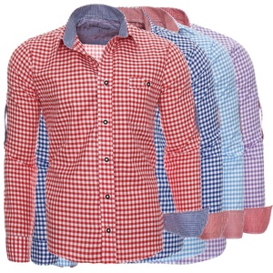 Trachten-camisa tradicional alemana para hombres, camisa de manga larga de algodón a cuadros, de estilo bávaro, oktoberfest, doblden, 100% - Product Image 3