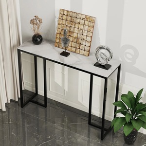 Mesa Consola Compacta de Acero con Patas Delgadas y Elegantes para Pasillos Estrechos, Apartamentos Pequeños, Comedores - Decoración Moderna para el Hogar - Product Image 6
