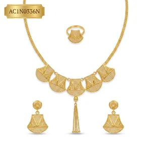 Elegant Dubai Style Minimalist 24K Gold Plated <b>Charm</b> Necklace Designs Fashion Jewelry - Product Image 2