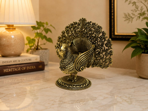 Estatua de Pavo Real de Latón Antiguo, Figura Decorativa de Metal, Adorno de Lujo para Mesa de Decoración del Hogar - Product Image 6