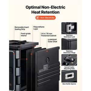 Conteneur isotherme pour aliments de 82 Qt, non électrique, en acier inoxydable 304, avec loquet à roulettes, en LLDPE, empilable, pour camion de restauration - Product Image 3