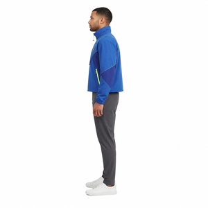 <b>Men's</b> Blue Color Block Quarter-<b>Zip</b> Racer <b>Jacket</b> Windproof Waterproof Breathable Polyester Sporty Activewear Custom Logo Autumn - Product Image 3