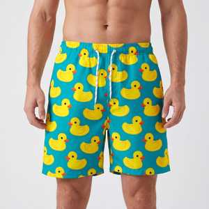 Shorts de Baño para Hombre con Estampado de Pato Amarillo, Secado Rápido, Cintura Elástica con Cordón, Traje de Baño Casual para Surf - Product Image 3