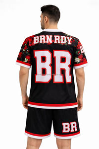 High Quality Custom Logo Light Blue <b>Maroon</b> Gradient Short American Football Jersey 100% Polyester Moisture-Wicking Breathable - Product Image 3