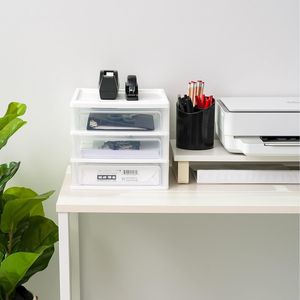 Set di 2 Organizzatori da Scrivania in Plastica con 3 Cassetti e Funzione Impilabile - Product Image 5