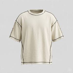 Camiseta Oversize Personalizada para Hombre, Algodón Pesado, Costuras Expuestas, Bajo Deshilachado, Estilo Urbano, Camisetas Lisas - Product Image 1