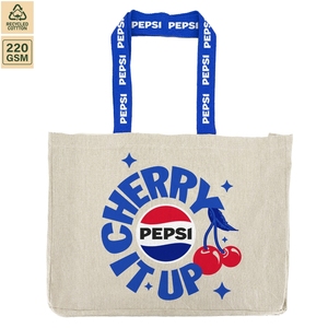 Sac fourre-tout promotionnel en polycoton recyclé 220 GSM 50x36x12 cm, sac de shopping imprimé avec logo personnalisé, vente en gros, fabricant OEM ODM B2B - Product Image 1