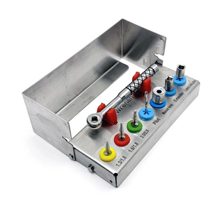 ASLING INTERNATIONAL AI-DK-020 Ensemble manuel de forets coniques pour implants dentaires en acier inoxydable, revêtement noir, plaqué or, haute qualité CE - Product Image 1