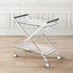 Premium Luxury Handmade Metal Eco-Friendly Rectangle American Style Multi-Tier Storage <b>Trolley</b> Cart Wheels Kitchen Organizer - Product Image 4