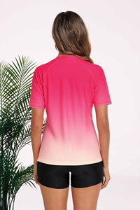 Custom <b>Women</b> Rash Guard Two Piece Swimsuit Short Sleeve Front Surfing Suit Bathing Suit Outdoor Clothing Rash - Product Image 5