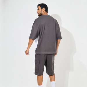 Ensemble 2 pièces pour homme haute performance, été, t-shirts à manches courtes et shorts, écologique, 100% coton, élégant, décontracté, entraînement sportif - Product Image 2