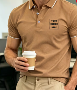 T-shirt pour homme avec logo personnalisé, manches courtes, tricoté, décontracté, boutonné devant, coupe classique, coton et élasthanne, 320g, séchage rapide - Product Image 3