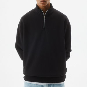 Custom Made 100% Cotton 400 GSM <b>Men's</b> Half Zip Sweatshirt Fall Winter Plus Size Casual Embroidered Breathable Oversize Hoodies - Product Image 5