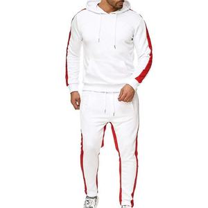 Ensemble de jogging de sport décontracté pour hommes personnalisé pantalons de survêtement à capuche 2 pièces survêtement d'hiver en coton épais avec correspondance des couleurs écologique - Product Image 1
