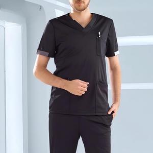 Ensembles de blouses médicales en jersey de coton à col en V TANAZAINRA pour usage hospitalier - Uniformes infirmiers unisexes confortables et durables - Product Image 2