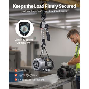 "10FT Heavy Duty Manual Lever Chain <b>Hoist</b> 1/2T 1100LBS Capacity G80 Alloy Steel Chain Dual Pawl Mechanica" - Product Image 4