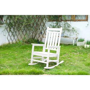 Sedia a dondolo oversize resistente alle intemperie con texture legno per adulti, ideale per portico, prato e giardino - Product Image 2