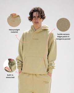 เสื้อสเวตเชิ้ตมีฮู้ดสีเขียวอมฟ้าสำหรับผู้ชาย ทรงโอเวอร์ไซส์ ผ้าฝ้ายฟลีซ สวมใส่สบาย มีกระเป๋าหน้า เหมาะสำหรับใส่ในฤดูใบไม้ร่วง - Product Image 5