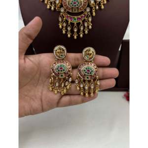 Aanya Heritage Gold Plated Bridal Chorski Necklace & Earring Set-Luxury Indian Ethnic Artificial Jewellery - Product Image 5