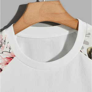 Unisex Floral Print <b>Raglan</b> Sleeve Pullover Sweatshirt Oversized O-Neck Knitted Cotton Casual Spring <b>Top</b> - Product Image 4