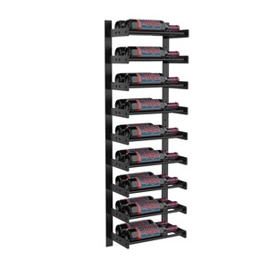 Porte-bouteilles mural en métal noir de style industriel moderne avec une capacité de 9 bouteilles, étagère de présentation de bouteilles de vin avec étiquettes orientées verticalement - Product Image 1