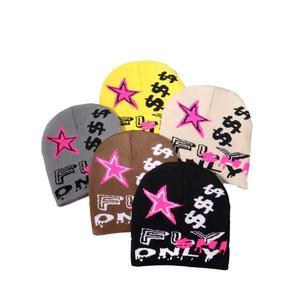 Suministro directo de alta calidad 100% acrílico personalizado Jacquard tejido transpirable impermeable sombrero de invierno 3D bordado Gorro con puños - Product Image 1