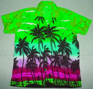 <b>Men's</b> Short Sleeve <b>Hawaiian</b> <b>Shirt</b> Summer Beach Vacation Tropical Palm Tree Sunset Print Button Collar 100% Polyester - Product Image 3
