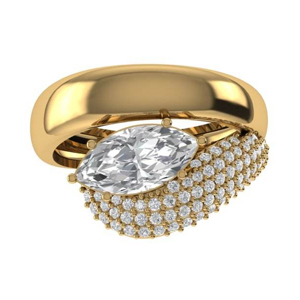 Luxury Women's Yellow <b>Gold</b> <b>Cocktail</b> <b>Ring</b> Marquise Cut Diamond Engagement Style - Product Image 2