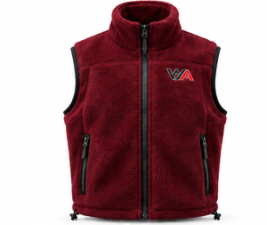 Chaleco de Forro Polar Sherpa Borgoña para Hombre, Cuello Alto, Cierre Completo, Ropa Exterior Informal, Largo Regular, Color Sólido, Cierres Frontales, Logotipo OEM - Product Image 1