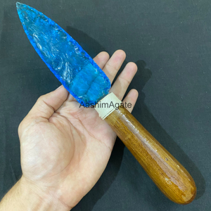 ดาบฟลูออไรต์สีน้ำเงินทำมือ AashimAgate พร้อมด้ามไม้ งานศิลปะสะสมสำหรับนักสะสม - Product Image 1