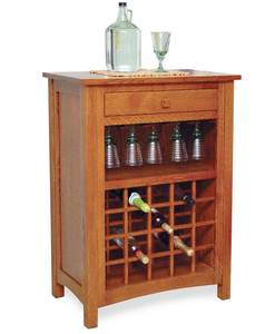 Meuble bar en bois massif, chêne, rangement pour vin, design moderne, autoportant - Product Image 3
