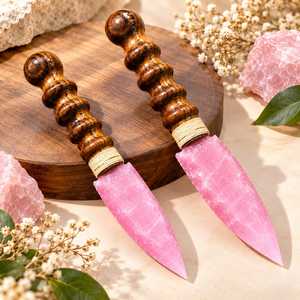 Daga de Cristal Rosa al por Mayor, Cuchillo Decorativo Hecho a Mano, Coleccionable de Fantasía con Mango de Madera, 8/10 Pulgadas - Product Image 6