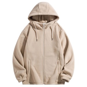 Sweat à capuche en polaire entièrement zippé personnalisé de haute qualité, léger et chaud, veste à capuche unisexe, vêtements décontractés d'extérieur pour l'hiver - Product Image 2